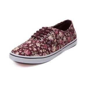 Vans low top lace up floral maroon sneakers